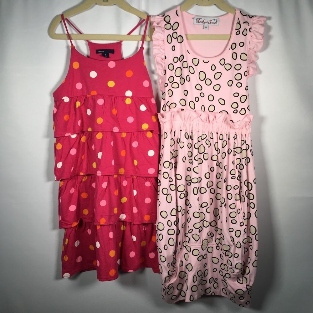 Lot of 2 Girls Dresses Sz. 8 Sleeveless Polka Dot